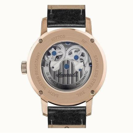 Ingersoll The Jazz Moon Phase Leather Strap Black Skeleton Dial Automatic I07705 Men's Watch