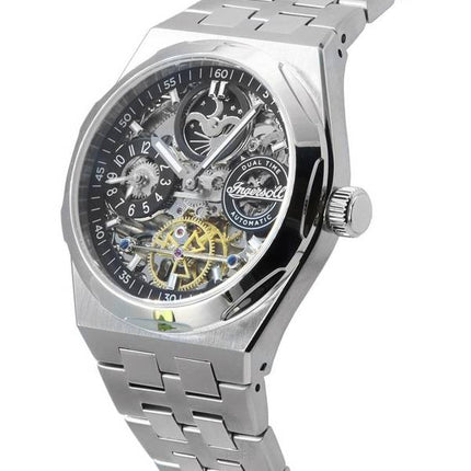 Ingersoll The Broadway Dual Time Skeleton Black Dial Automatic I12901 Mens Watch