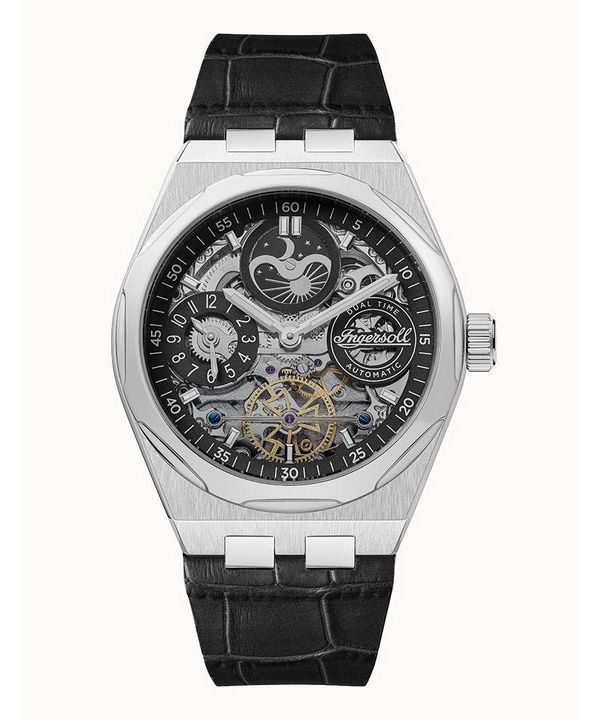 Ingersoll The Broadway Dual Time Black Skeleton Dial Automatic I12903 Mens Watch