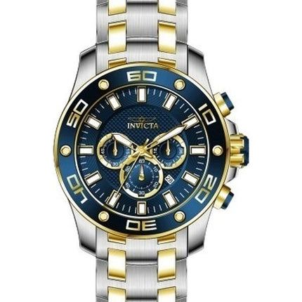 Invicta Pro Diver Scuba Chronograph Two Tone Stainless Steel Blue Dial Quartz 26082 100M Mens Watch