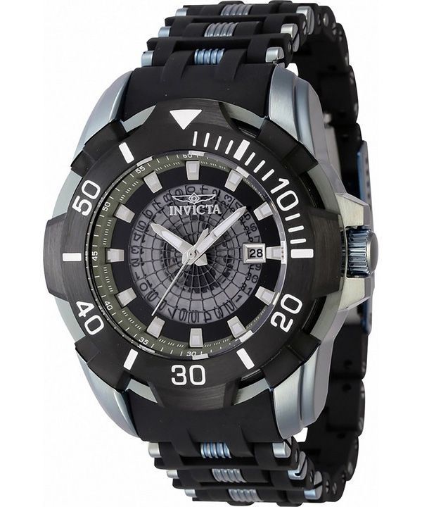 Invicta Sea Spider Stainless Steel And Polyurethane Strap Transparent Black Dial 44130 100M Men's Watch