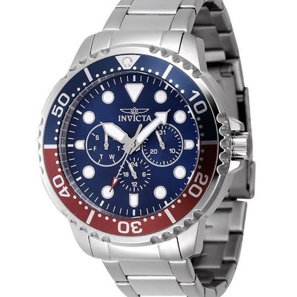 Invicta Pro Diver Stainless Steel Blue And Red Pepsi Bezel Blue Dial Quartz 47227 Mens Watch