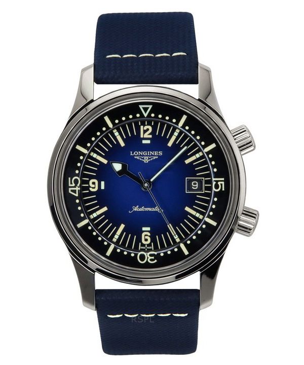 Longines Legend Diver Leather Strap Blue Dial Automatic L3.774.4.90.2 300M Men's Watch