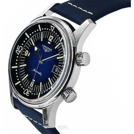 Longines Legend Diver Leather Strap Blue Dial Automatic L3.774.4.90.2 300M Men's Watch