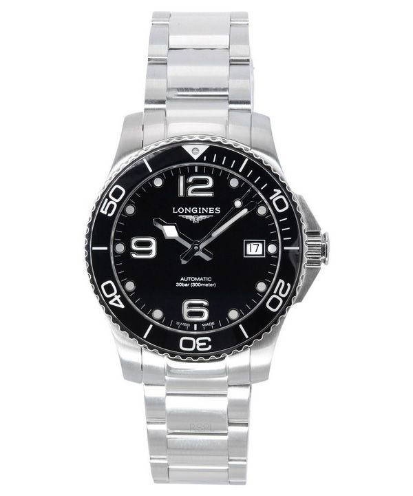 Longines HydroConquest Stainless Steel Black Dial Automatic Diver's L3.780.4.56.6 300M Men's Watch