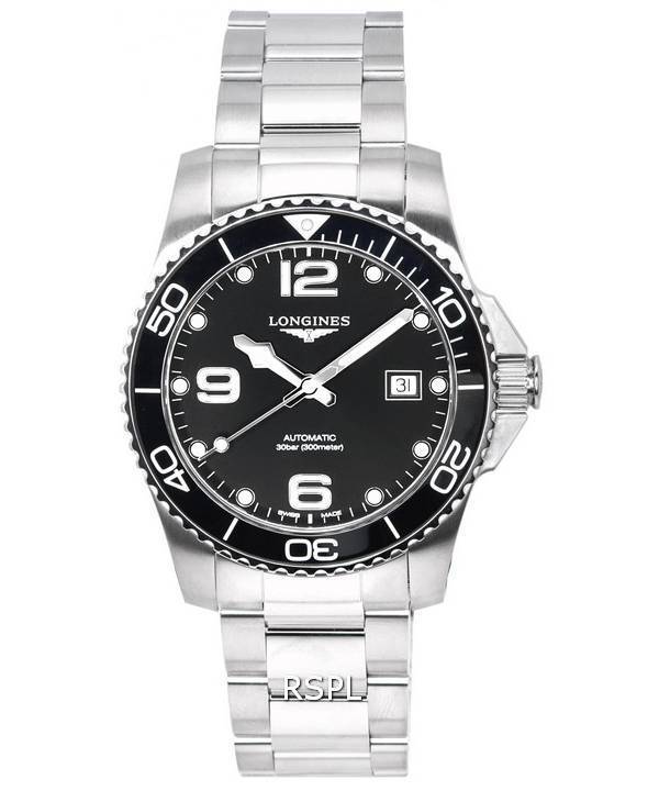 Longines HydroConquest Sunray Black With Super-LumiNov Dial Automatic Diver's L3.781.4.56.6 300M Men's Watch