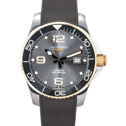 Longines HydroConquest Rubber Strap Sunray Grey Dial Automatic Diver's L3.782.3.78.9 300M Men's Watch