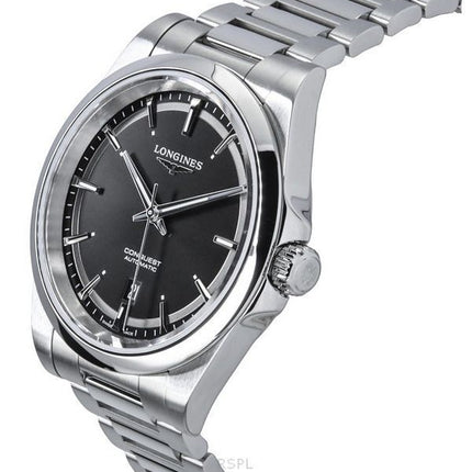 Longines Conquest Stainless Steel Sunray Black Dial Automatic L3.830.4.52.6 100M Men's Watch