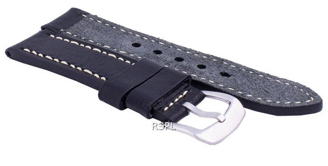 Ratio LS16 Black Leather Watch Strap 22mm