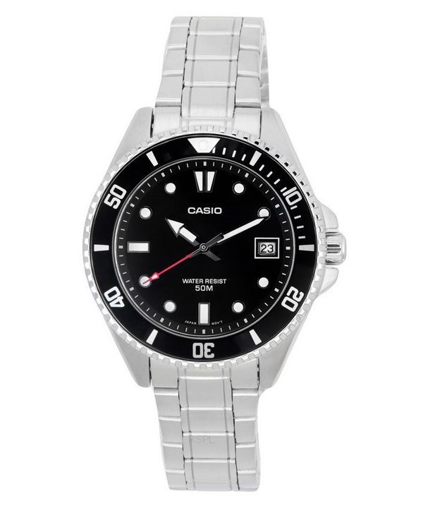 Casio Standard Analog Stainless Steel Black Dial Quartz MDV-10D-1A1 Mens Watch