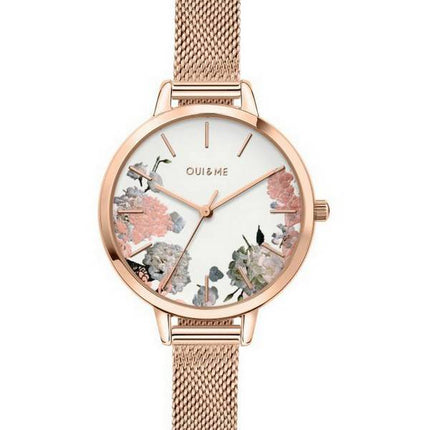 Oui & Me Petite Fleurette White Dial Rose Gold Tone Stainless Steel Quartz ME010096 Women's Watch