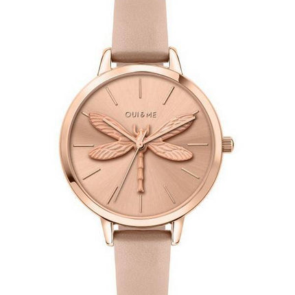 Oui & Me Amourette Rose Gold Sunray Dial Leather Strap Quartz ME010100 Women's Watch