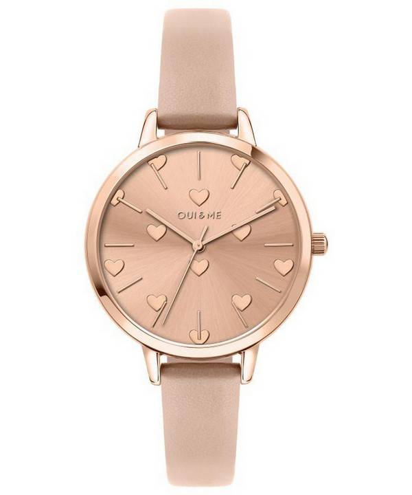 Oui & Me Petite Amourette Rose Gold Sunray Dial Leather Strap Quartz ME010106 Women's Watch