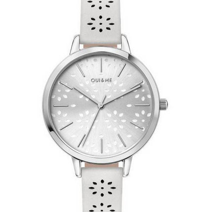 Oui & Me Amourette Silver Sunray Dial Leather Strap Quartz ME010148 Women's Watch