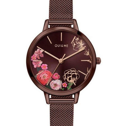 Oui & Me Fleurette Burgundy Sunray Dial Stainless Steel Quartz ME010159 Women's Watch