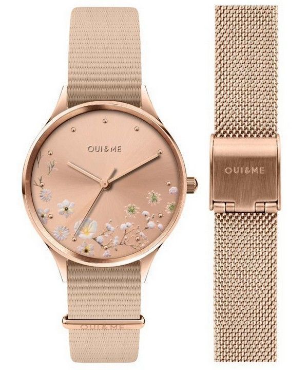 Oui & Me Petite Bichette Rose Gold Sunray Dial Nylon Strap Quartz ME010174 Women's Watch