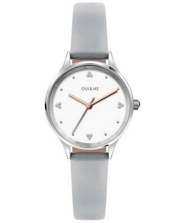 Oui & Me Bichette Crystal Accents White Dial Leather Strap Quartz ME010181 Women's Watch