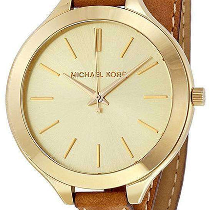 Michael Kors Runway Champagne Dial Tan Leather MK2256 Womens Watch