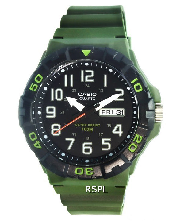 Casio Analog Army Green Resin Band Quartz MRW-210H-3A MRW210H-3 100M Mens Watch