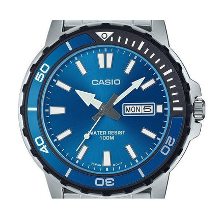 Casio Standard Analog Stainless Steel Blue Dial Quartz MTD-125D-2A1V 100M Mens Watch