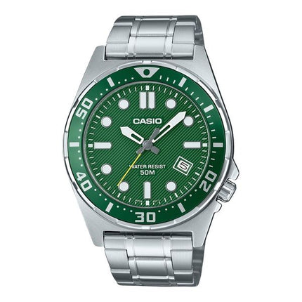 Casio Standard Analog Stainless Steel Green Dial Quartz MTD-135D-3AV Men's Watch