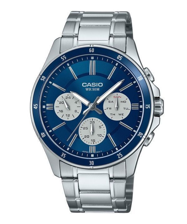 Casio Standard Analog Ion Plated Stainless Steel Blue Dial Quartz MTP-1374D-2A3V Men's Watch