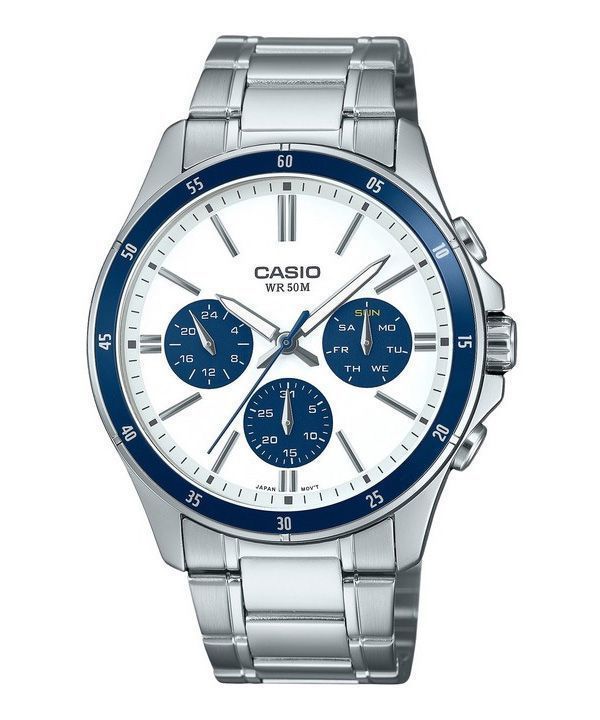 Casio Standard Analog Ion Plated Stainless Steel White Dial Quartz MTP-1374D-7A2V Men's Watch