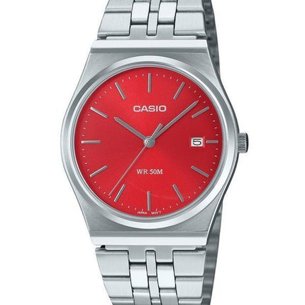 Casio Standard Analog Stainless Steel Red Dial Quartz MTP-B145D-4A2V Unisex Watch