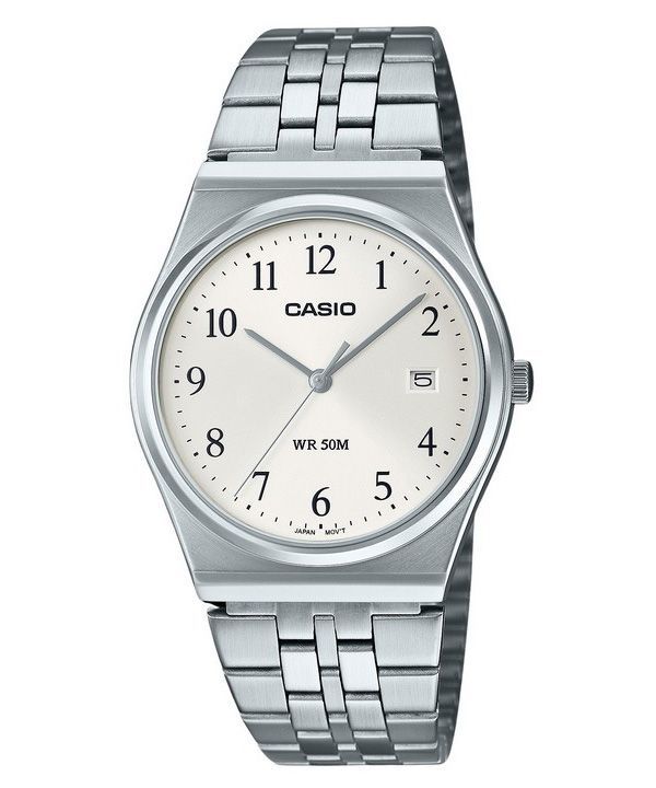 Casio Standard Analog Stainless Steel White Dial Quartz MTP-B145D-7B Mens Watch