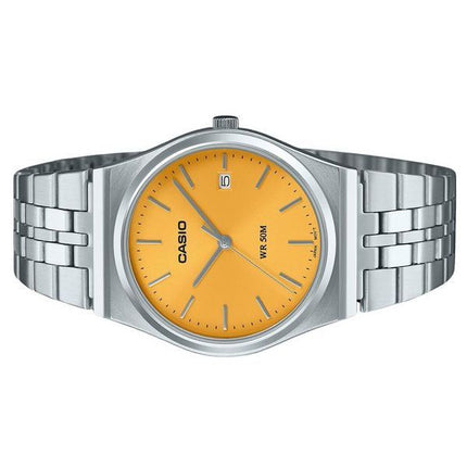 Casio Standard Analog Stainless Steel Yellow Dial Quartz MTP-B145D-9AV Unisex Watch