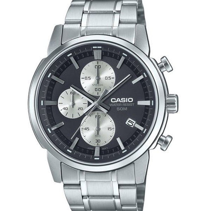 Casio Standard Analog Chronograph Stainless Steel Black Dial Quartz MTP-E510D-1A2V Men's Watch