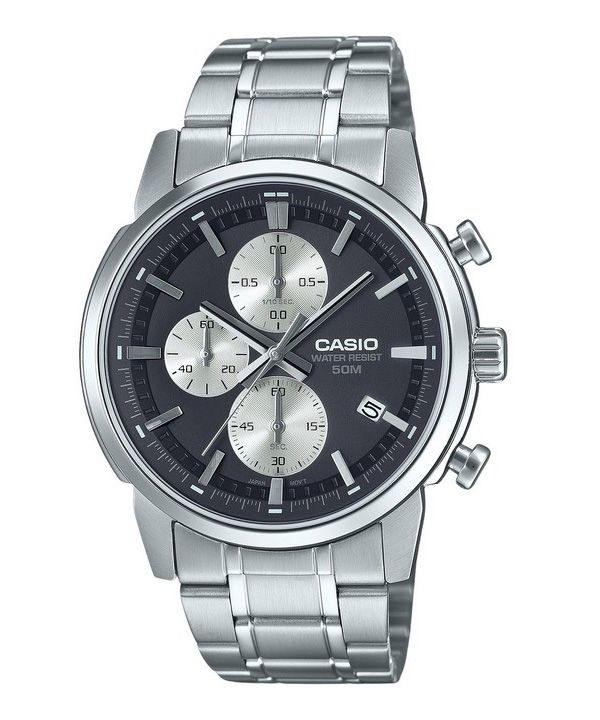 Casio Standard Analog Chronograph Stainless Steel Black Dial Quartz MTP-E510D-1A2V Men's Watch