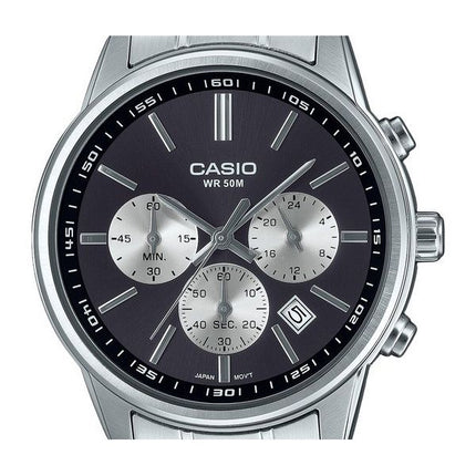 Casio Standard Analog Chronograph Stainless Steel Grey Dial Quartz MTP-E515D-1AV Men's Watch