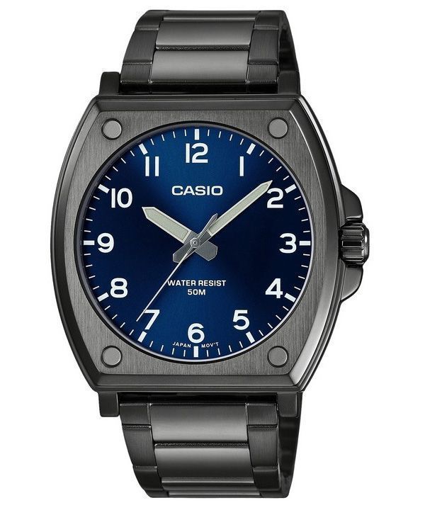 Casio Standard Analog Black Ion Plated Stainless Steel Blue Dial Quartz MTP-E730B-2AV Men's Watch