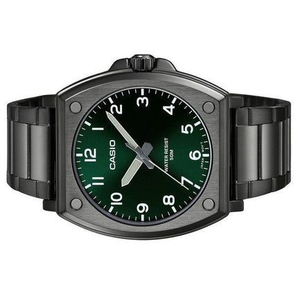 Casio Standard Analog Black Ion Plated Stainless Steel Green Dial Quartz MTP-E730B-3AV Men's Watch