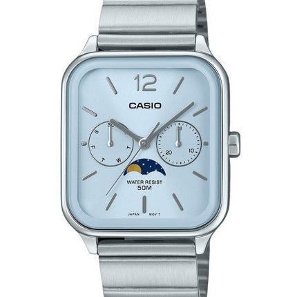 Casio Standard Analog Moon Phase Stainless Steel Baby Blue Dial Quartz MTP-M305D-2AV Men's Watch