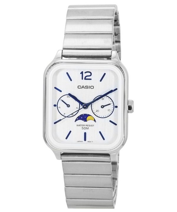 Casio Standard Analog Moon Phase Silver Dial Quartz MTP-M305D-7A Men's Watch