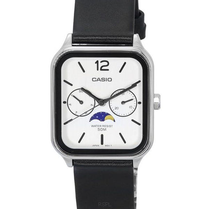 Casio Standard Analog Moon Phase Leather Strap White Dial Quartz MTP-M305L-7A Men's Watch