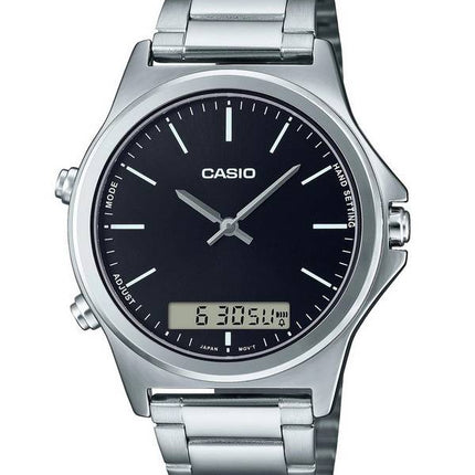 Casio Analog Digital Black Dial Stainless Steel MTP-VC01D-1E MTPVC01D-1 Mens Watch