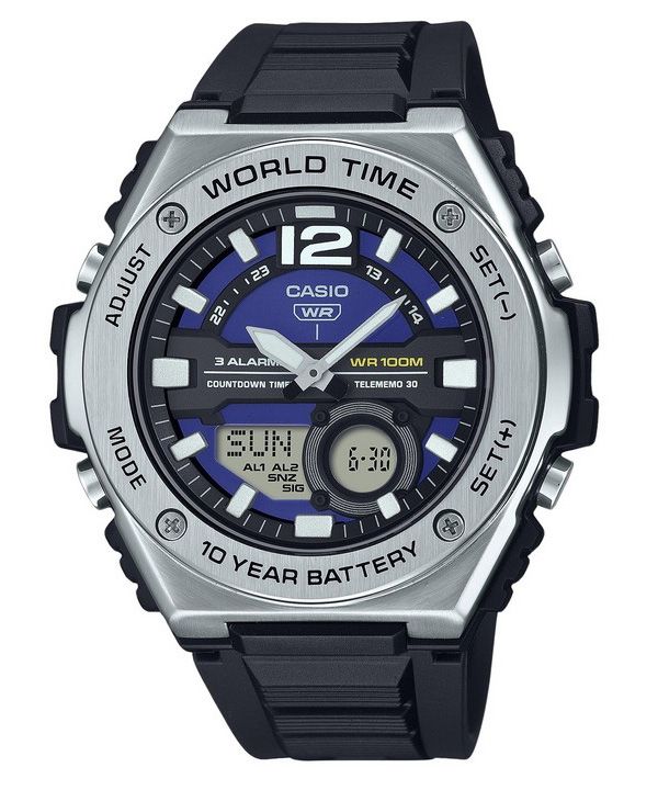 Casio Standard Analog Digital Resin Strap Blue Dial Quartz MWQ-100-2AV 100M Men's Watch