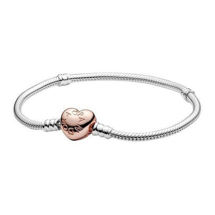 Pandora Moments Heart Clasp Snake Chain Bracelet 580719-17 For Women