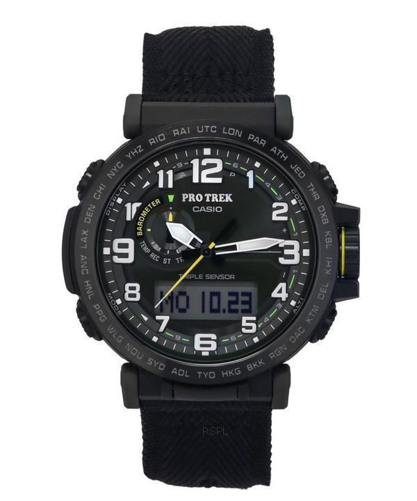 Casio ProTrek Analog Digital Bio Based Resin And Cloth Strap Green Dial Solar PRG-601YB-3 100M Mens Watch