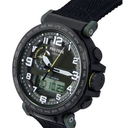 Casio ProTrek Analog Digital Bio Based Resin And Cloth Strap Green Dial Solar PRG-601YB-3 100M Mens Watch