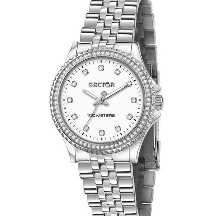 Sector 230 Just Time Crystal Accents White Dial Quartz R3253161538 100M Womens Watch