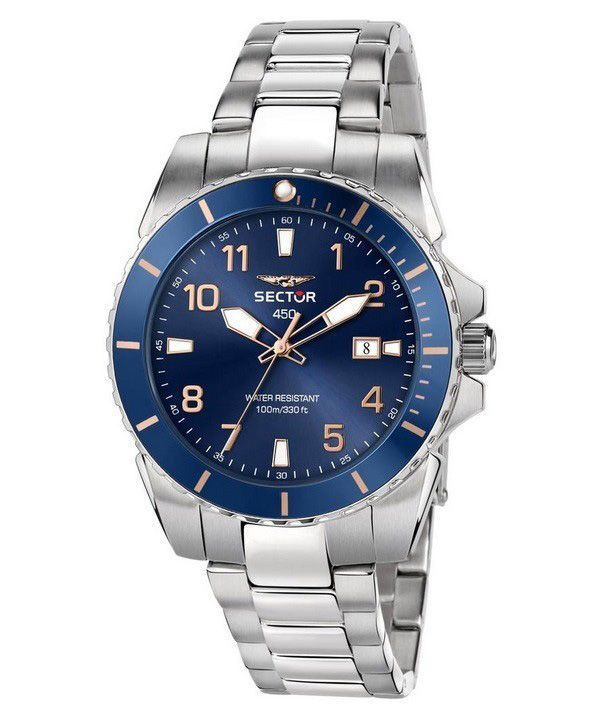 Sector 450 Date And Time Stainless Steel Blue Dial Quartz R3253276010 100M Mens Watch