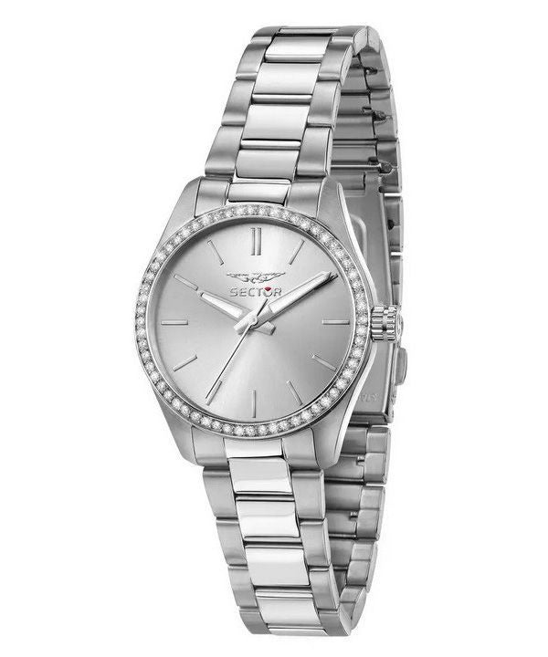 Sector 270 Just Time Crystal Accents Stainless Steel Silver Dial Quartz R3253578505 Womens Watch