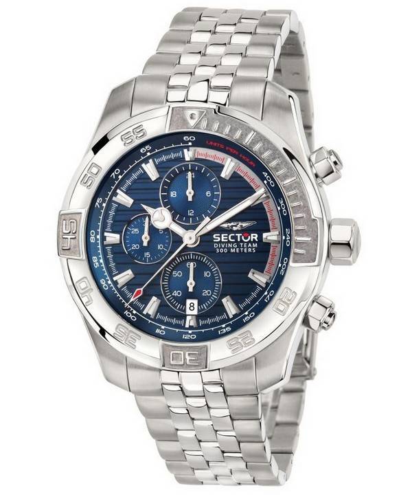 Sector Diving Team Chronograph Blue Dial Stainless Steel Diver's Quartz R3273635001 300M Men's Watch