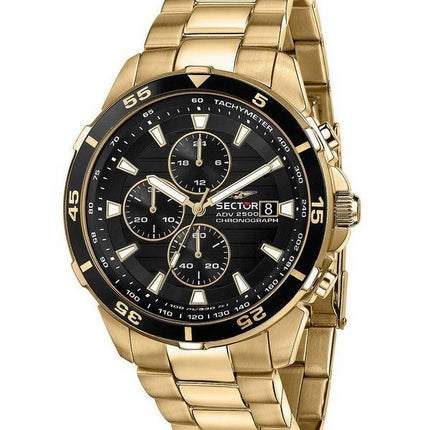 Sector ADV2500 Chronograph Gold Tone Stainless Steel Black Dial Quartz R3273643008 100M Mens Watch