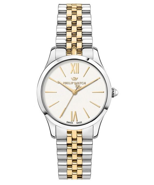 Philip Watch Grace Two Tone Stainless Steel White Dial Quartz R8253208516 100M Womens Watch