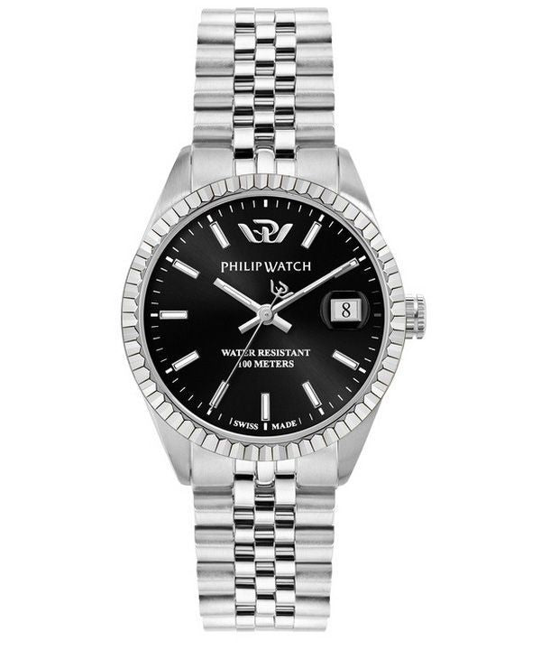 Philip Watch Caribe Urban Stainless Steel Black Sunray Dial Quartz R8253597586 100M Womens Watch